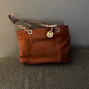 Large orange, suede, authentic , MK tote.